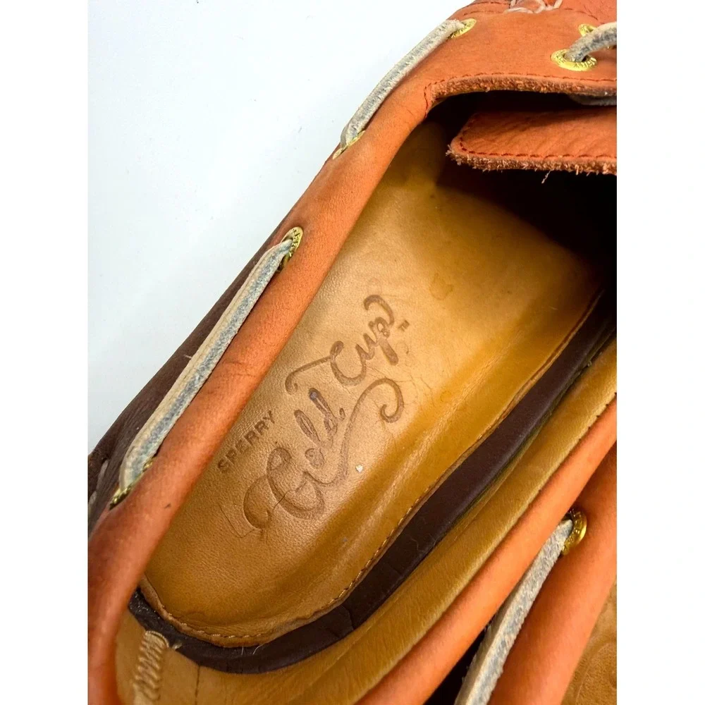 Sperry Gold Cup STS12848 Mens 8M Sneakers Rust Leather Moc Toe Casual Boat Shoes
